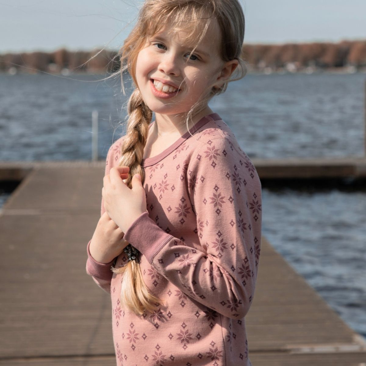 Joha - Trøye Ull og Bomull Jr Snowflake Rose