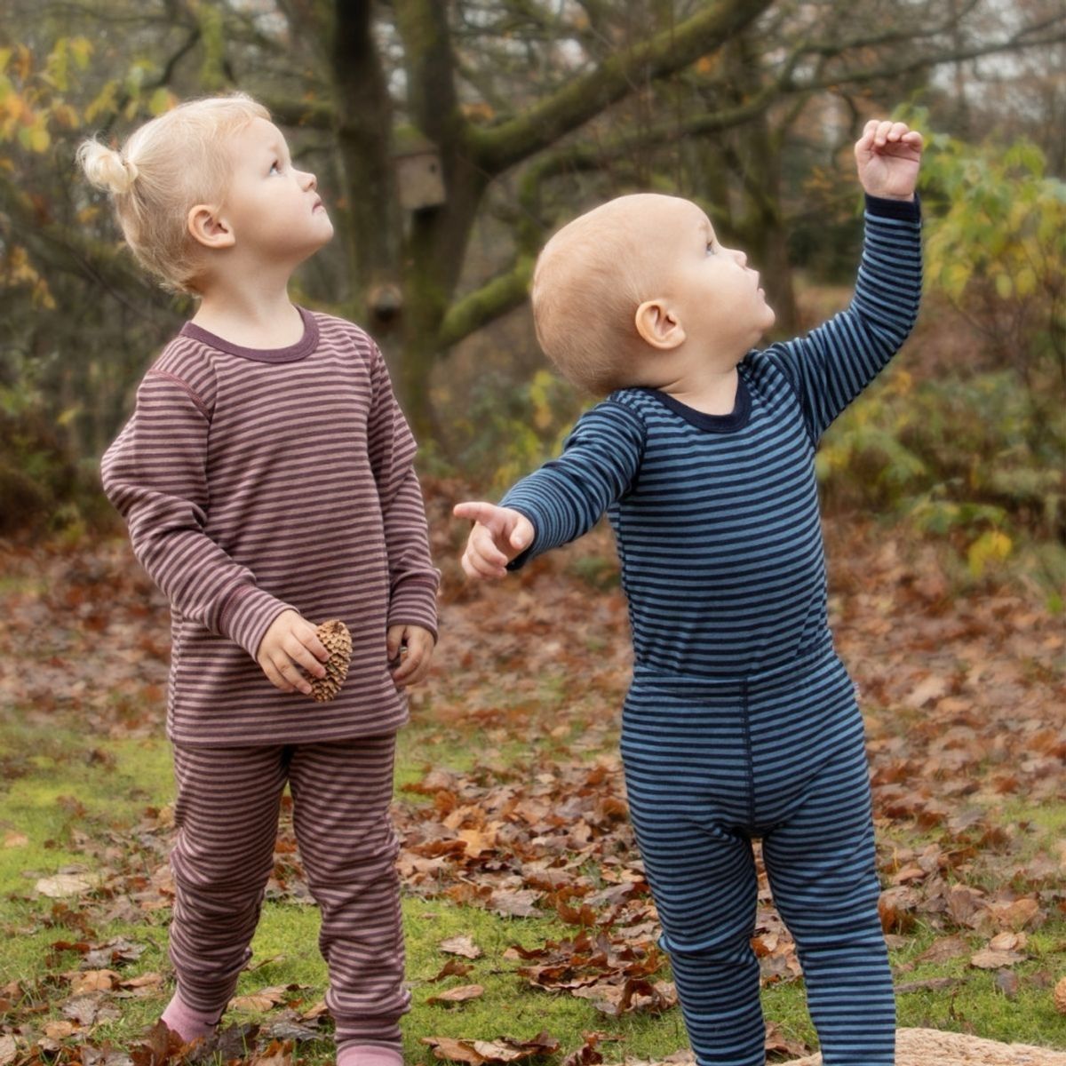 Joha - Longs i Ull Stripe Blå